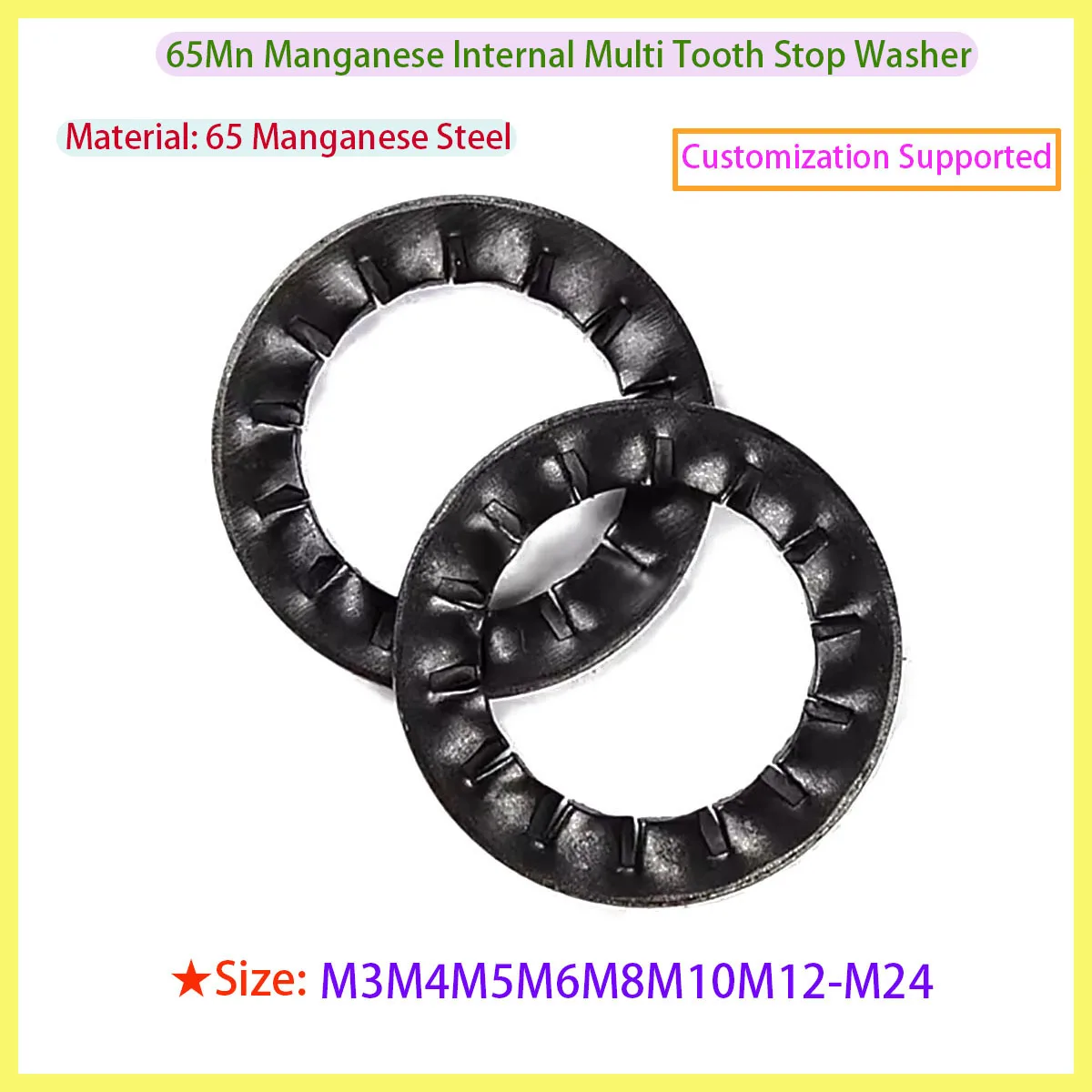 

Black Oxide 65Mn Steel Internal Multi-Serrated Lock Washers - Anti-Loosening Stop Gaskets M3-M24