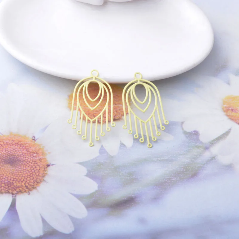 30 Stück AB8768 21*36mm Messing-Fächeranhänger Dünner Anhänger DIY Schmuck Ohrring-Zubehör – Detail 12