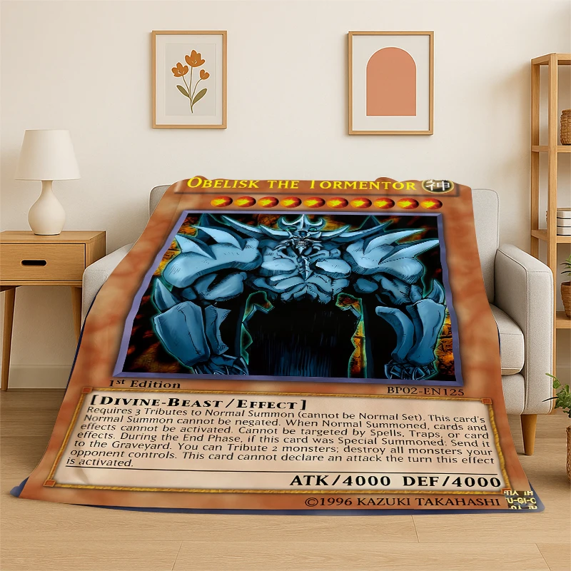 Yu-Gi-Oh Monster Card Cartoon Anime Flannel Blanket Soft Warm Throw Blanket for Bedroom Living Room Bed Travel Camping Picnic