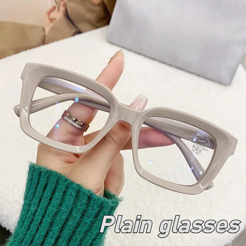 

Neutral New Transparent Full Frame Ordinary Glasses Anti-blue Light Flat Glasses Fashionable Popular Large Frame Optical Glasses