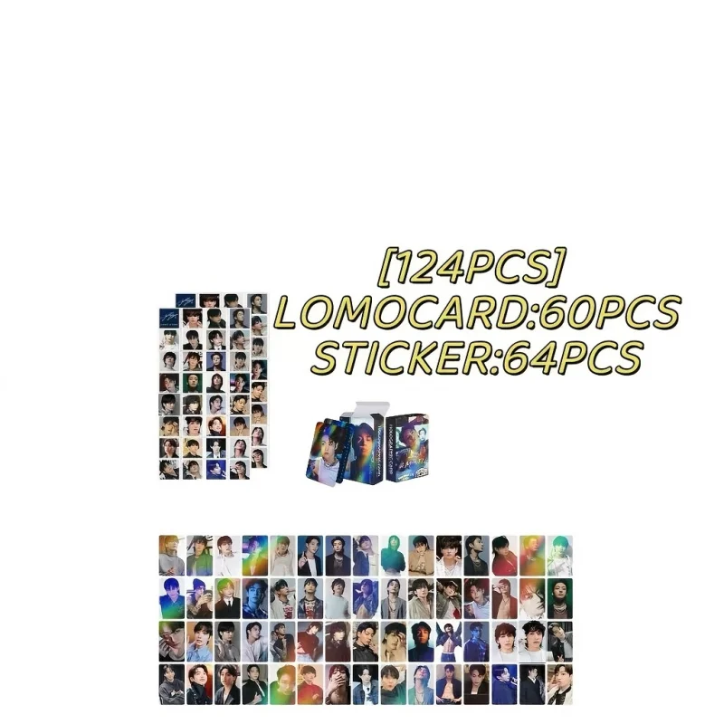 124 Zhang I AMHolographic LOMO Card set 60Zhang Xiaoka+72Stickers，High-quality double-sided glossy cards ，Very suitable for fan