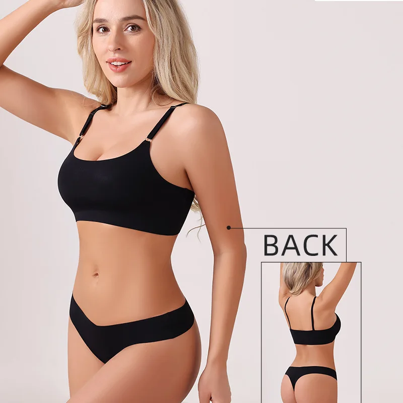 Women Lingerie Set Sports Seamless Wire-free Bra Set Feminine Push-up Beautiful Back Vest Plus Size Sexy Underwear Brief Sets