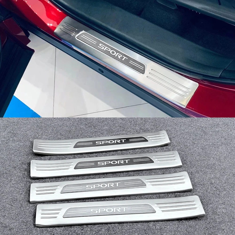 

Silver Metal Brushed Door Sill Plate Guard Trim Cover Stickers For Toyota Grand Highlander 2024 2025 Accessories