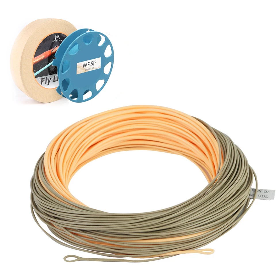 Maximumcatch Single handed Spey Fly Fihsing Line WF3F-8F 90ft With 2 welded loops peach/camo Fly Line