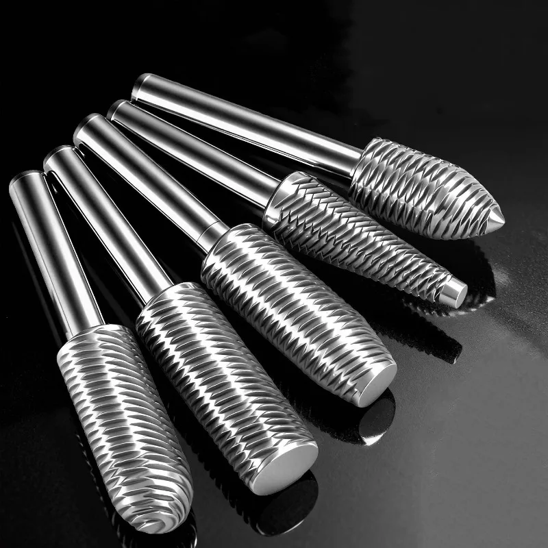 Round Shank Rotary Steel File Set Drill Bits Woodwork Metal Grinding Grooved Sanding Engraving Milling Polishing Tools