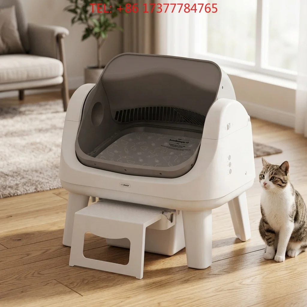 Autoscooper 12 Lite Smart Plastic Automatic Cat Box Front Step Mat Dual Modes Odor Control Large Capacity Eco-Friend