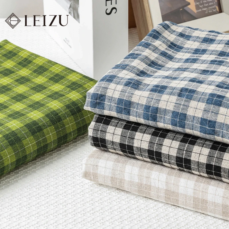 

1m/2m/3m Cotton Linen Plaid Printed Fabric Soft Breathable Natural Textile for Shirts, Dresses, Home textiles DIY Sewing Fabric