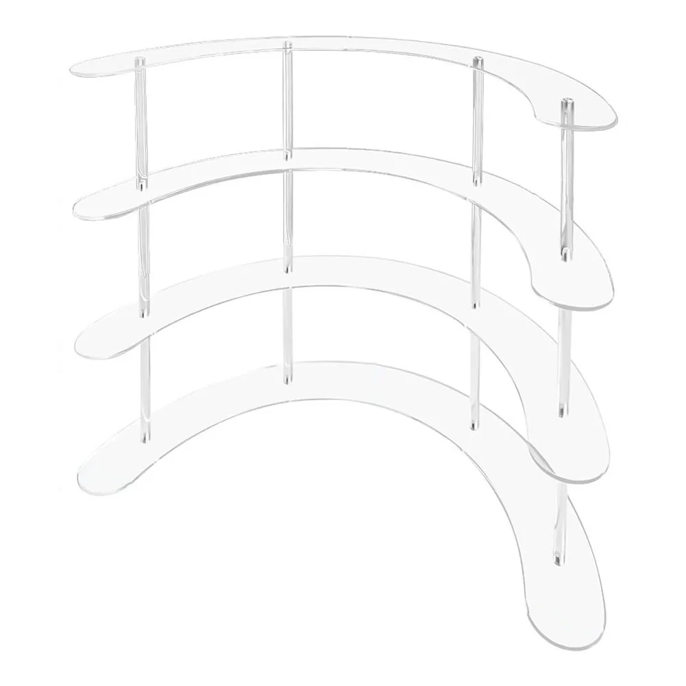 Stylish Acrylic Curved Display Organizer Shelf for Collectibles and Toys Four Tier Design and Three Tier Option