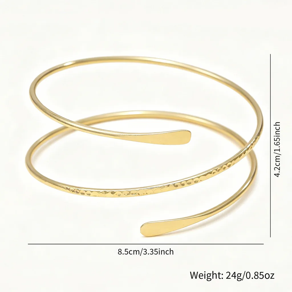 1PC-Golden Wave Upper Arm Cuff Bracelet Minimalist Open Armlet Statement Boho Arm Band for Beach Party Vacation Wear