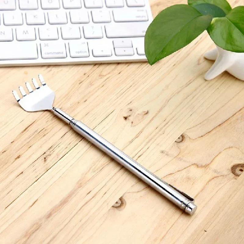 Stainless Steel Retractable Scratcher Portable Telescopic Back Scratcher Itch Massage Tool Adjustable Steel Size Pen-type Clip