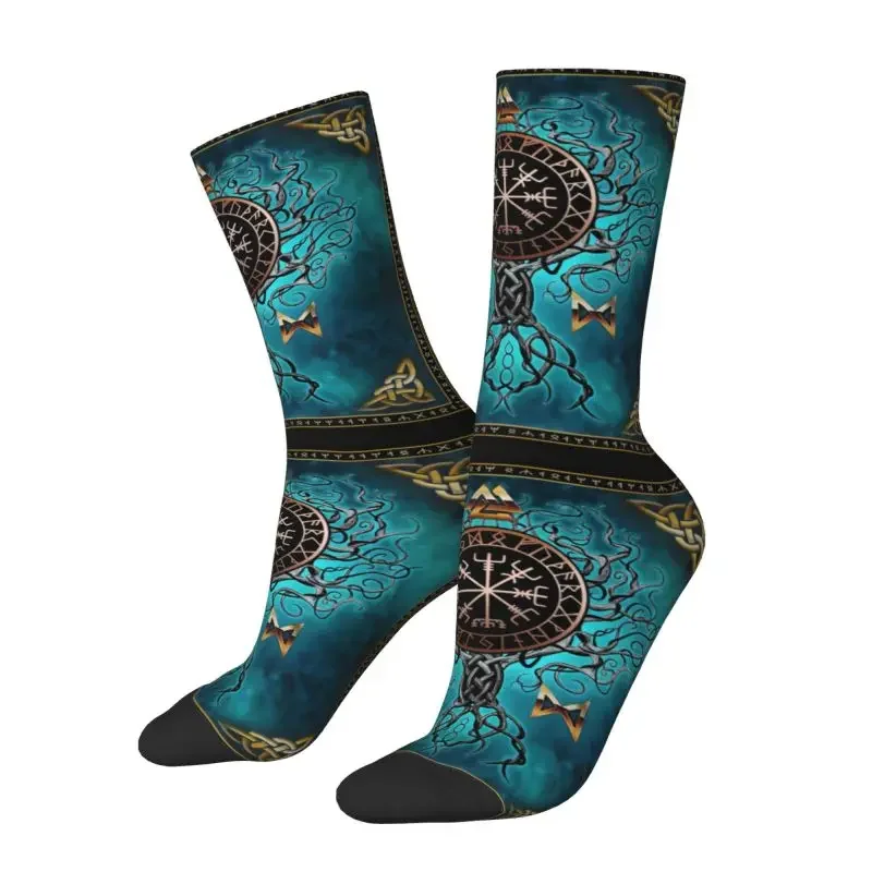 Viking Yggdrasil Tree Of Life Dress Socks Men's Women's Breathable Warm Fashion Vikings Valhalla Vegvisir Crazy Crew Socks