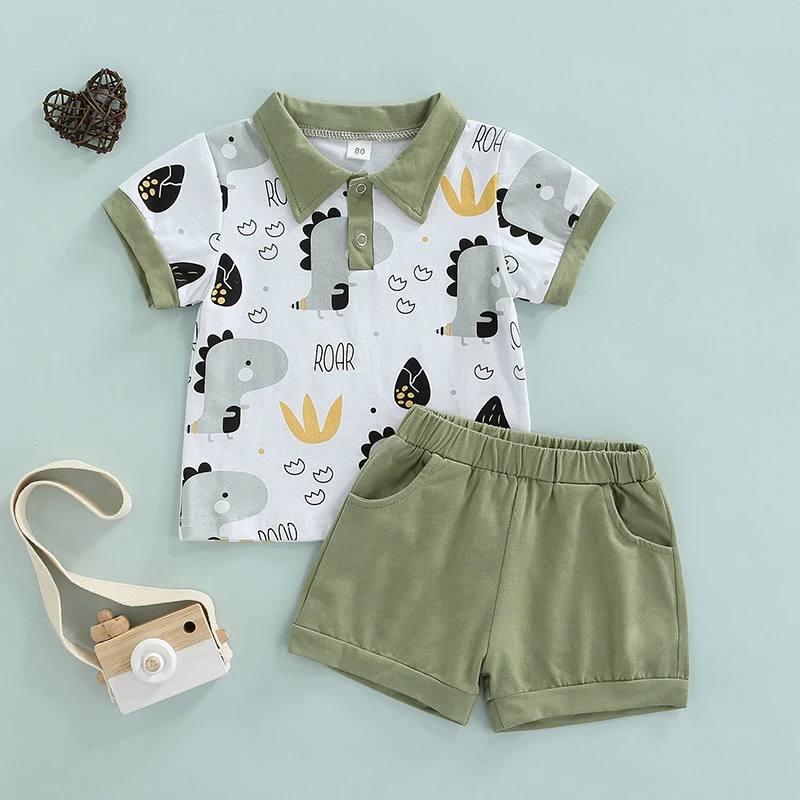 Summer Toddler Boys Casual Cartoon Suit Set