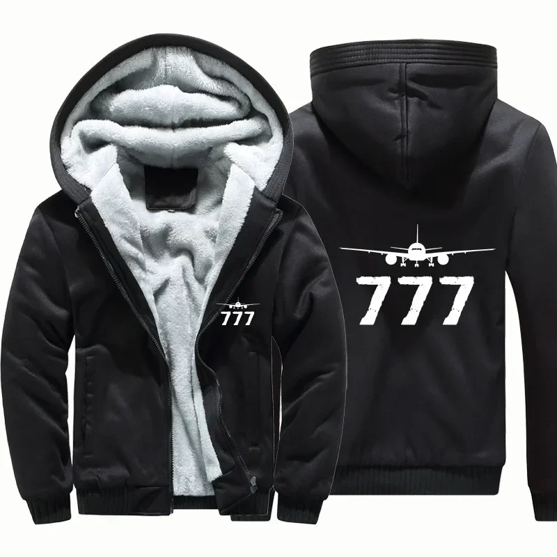 

New Aviation Pilots Men Coat Jackets Flight 777 Wool Fleece Warm Zipper Hooded Thick Hoodies Sweatshirts