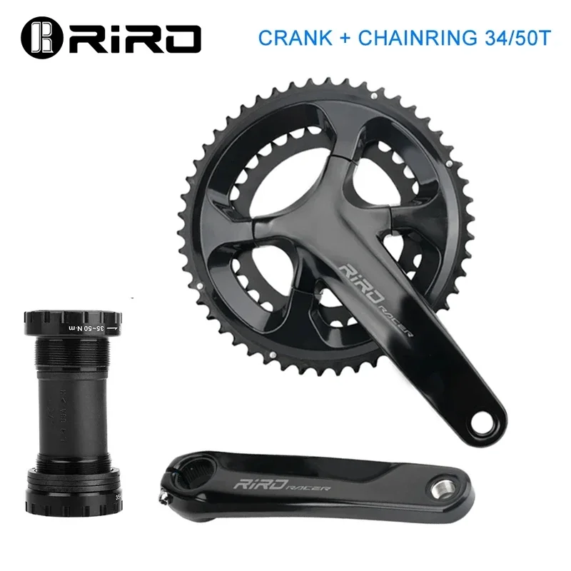 RIRO RACER R9 Road Bike Intergrated Crankset 170mm 110BCD 34-50T Double Chainrings Sprockets Hollow Folding Bicycle Chainwheel