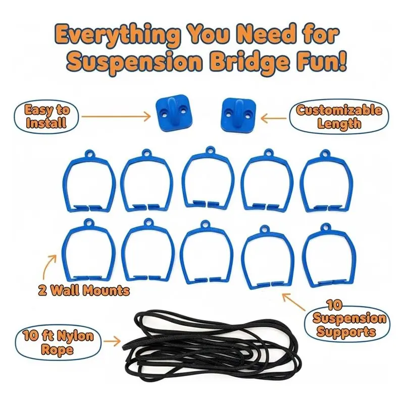ABJL-Suspension Bridge Track Set-Expandable Car Playset For Hot Wheels With Ramps, Bridges& Connectors
