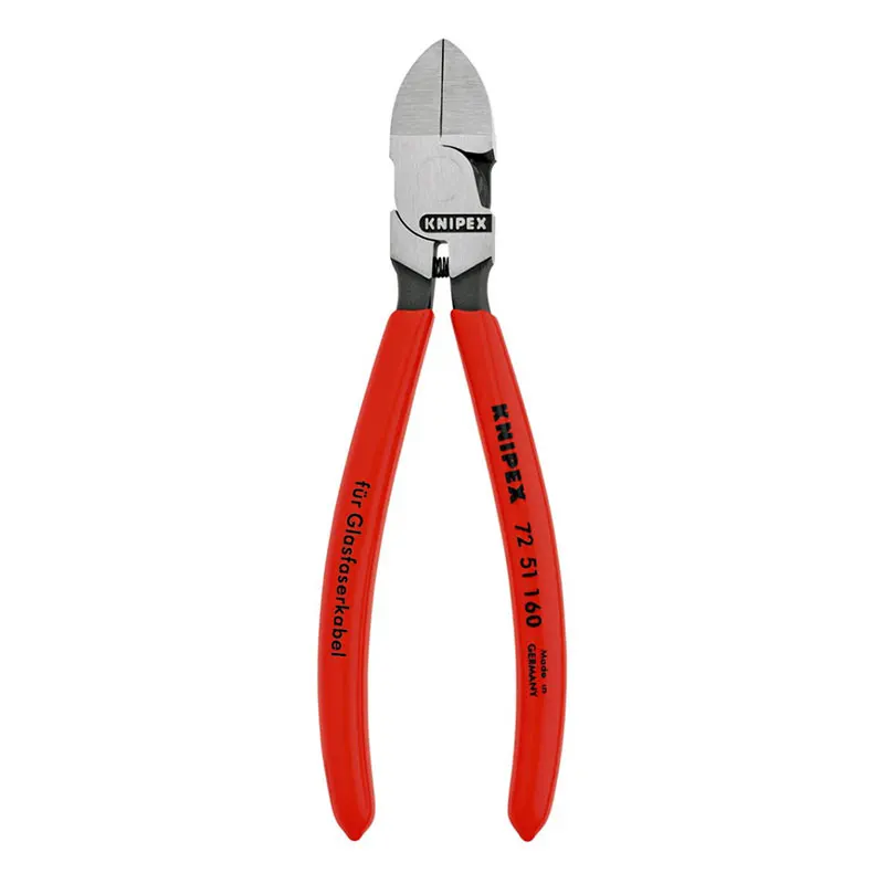 KNIPEX 72 51 160 Diagonal Cutter for Fibre Optics 63 HRC Strong Water Nozzle Pliers with Opening Spring