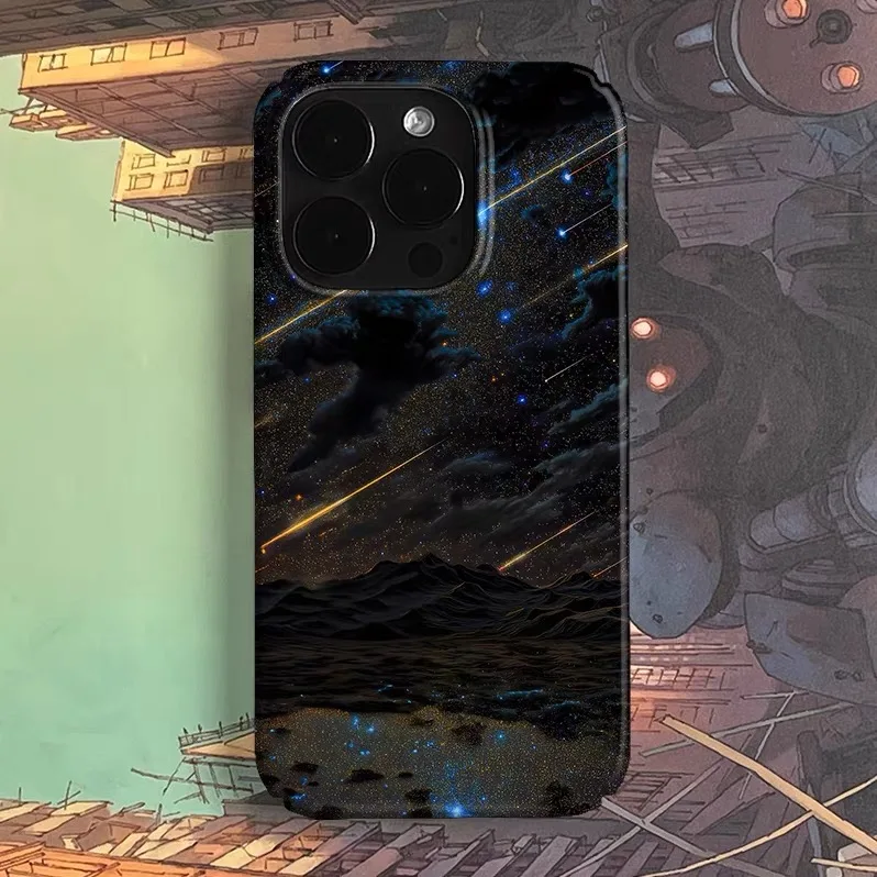 

Black Night Sky Meteor Falls Phone Case for IPHONE 17 Air 16E 15 PROMAX 14 Plus 13 12 MINI 11 PRO 16Plus XR Acrylic Phone Cover