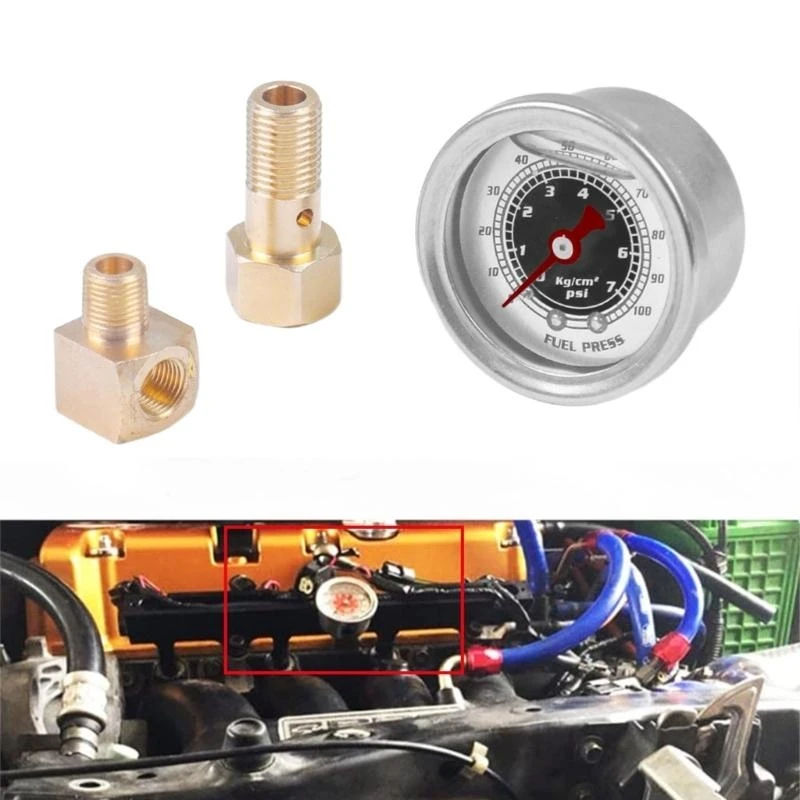 

Универсальный манометр 0-100PSI, наполненный жидкостью для систем впрыска топлива, подходит для 88-91 00-03
