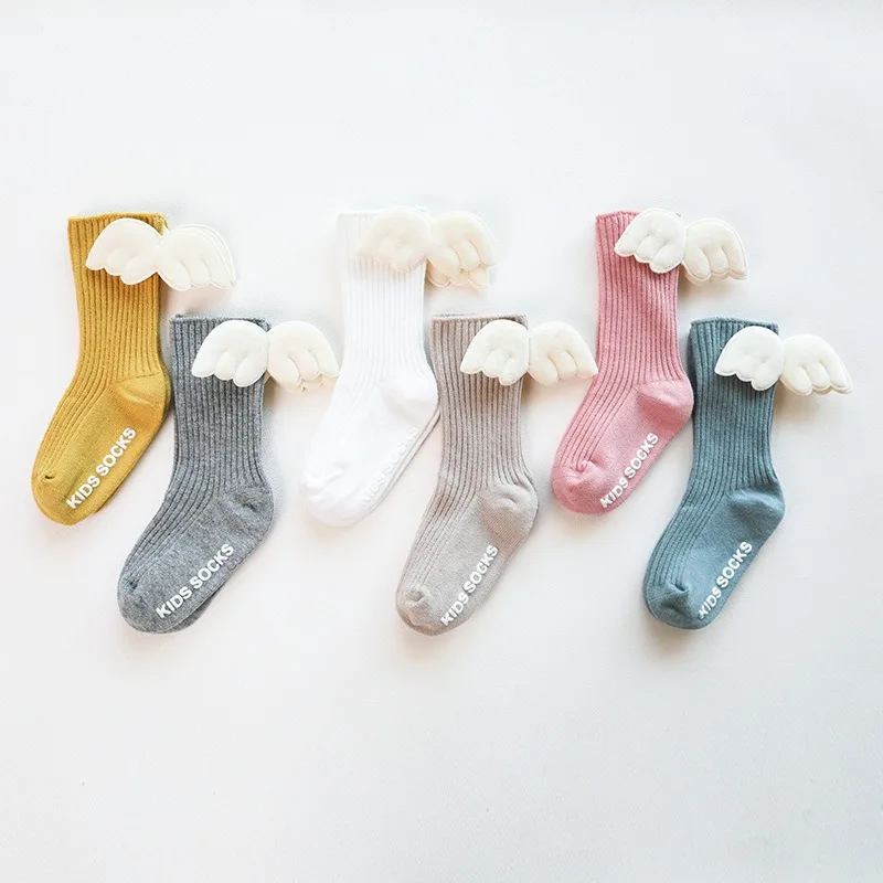 

Summer New Cute Wings Newborn Baby Socks Glued Non slip Baby Socks Mid tube Socks Toddlers Long Sock Kids Knee High Soft Cotton