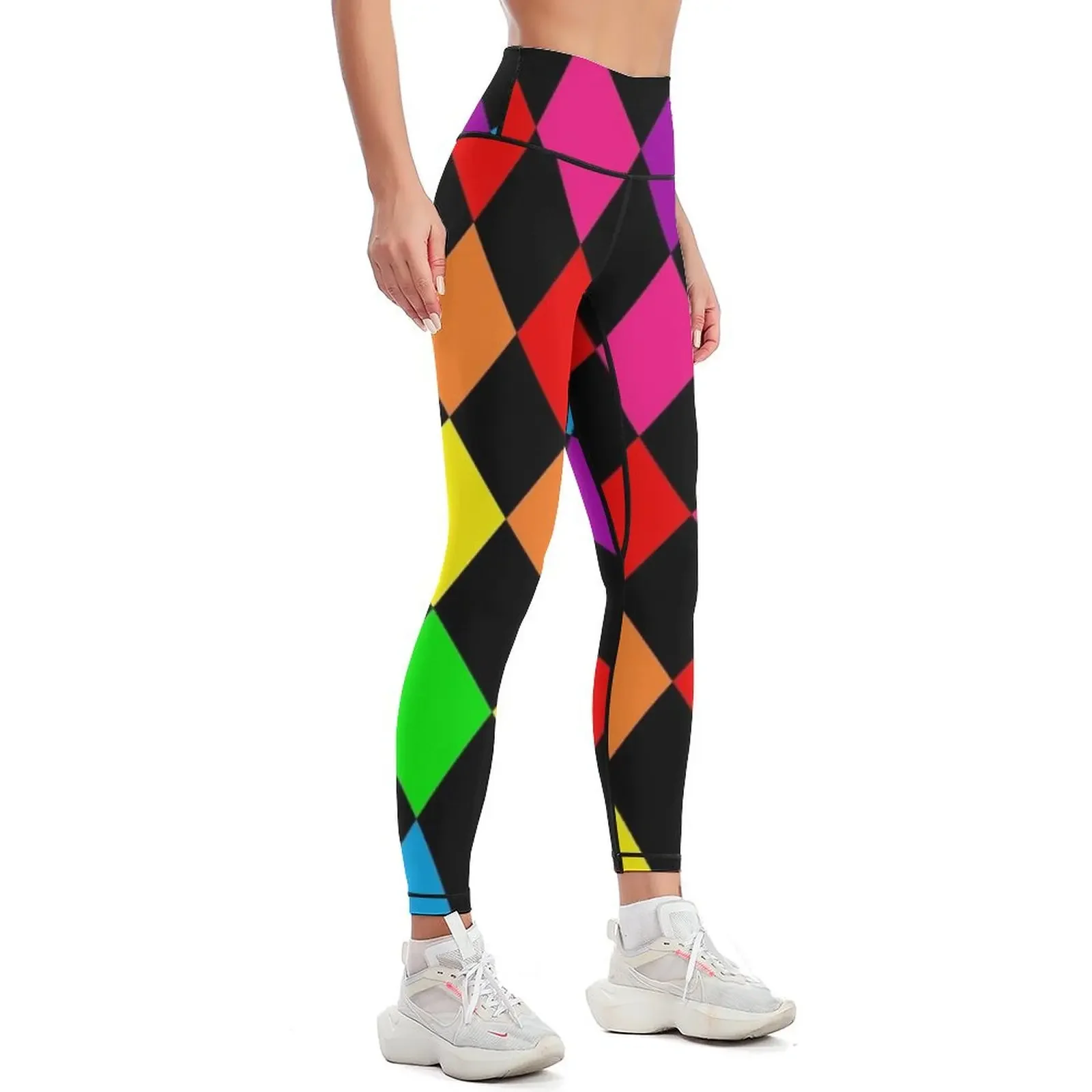 rainbow diamond pattern Leggings sporty woman gym legging pants raises butt Tight fitting woman legging push up Womens Leggings