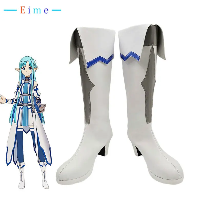 

Yuki Asuna Cosplay Shoes Anime Sword Art Online Cosplay Prop PU Leather Shoes Halloween Carnival Boots Custom Made