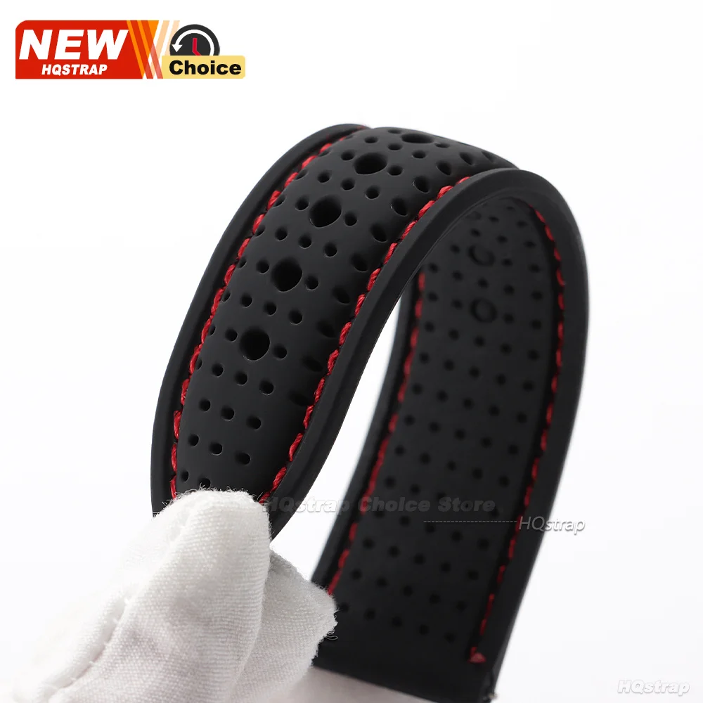Neues Sport-Silikon-Uhrenarmband 20mm 22mm 24mm Wasserdichtes Atmungsaktives Armband Schnellverschluss Farbige Nähte Gummi-Armband – Detail 3