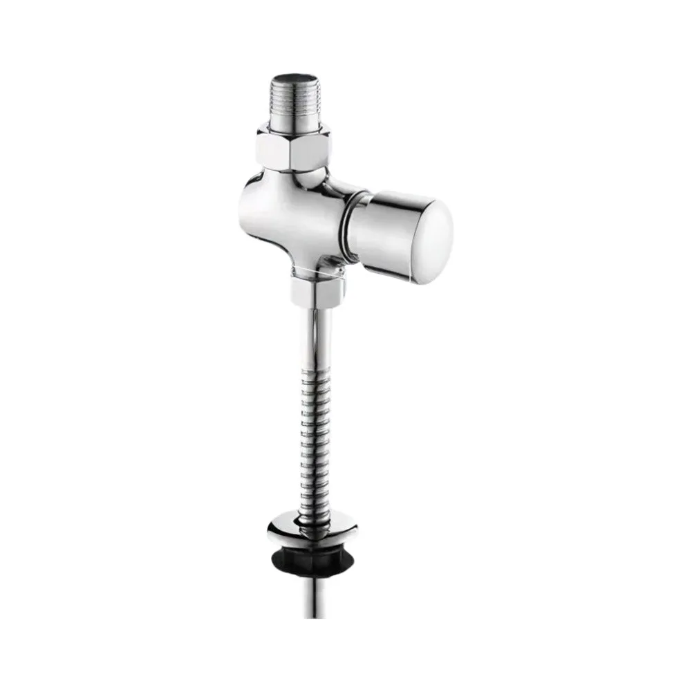 Commercial Urinal Valve in Full Brass with Stable Water Output for Low Water Consumption Chrome 9x23cm 4 Point Inlet