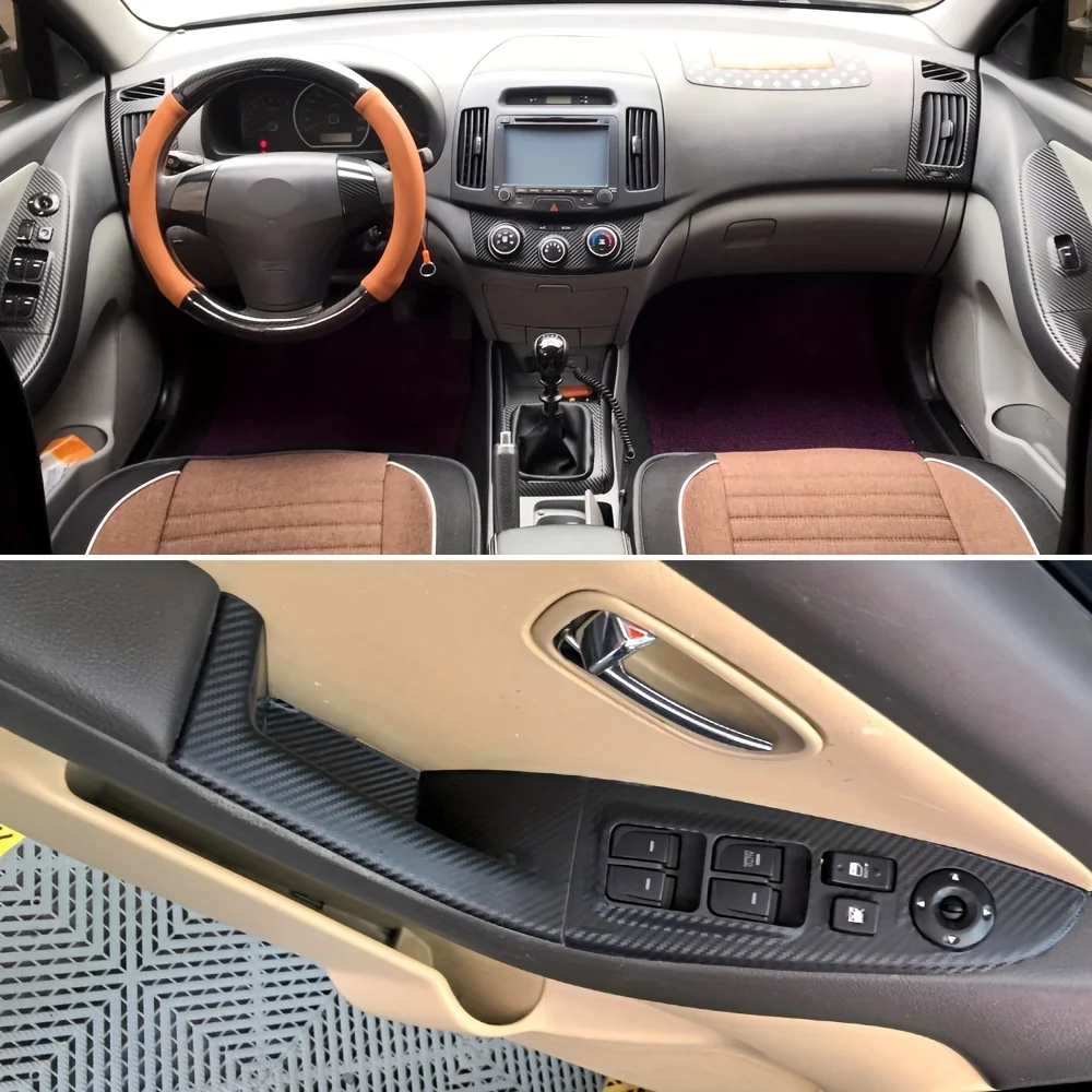 

For Hyundai Elantra 4HD 2008-2016 Interior Central Control Panel Door Handle Carbon Fiber Stickers Decals Car styling Accessorie