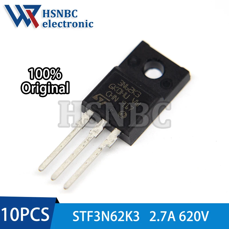 

10PCS STF3N62K3 3N62K3 TO-220F 2.7A 620V N-Channel Power MOSFET Transistor 100% New Original