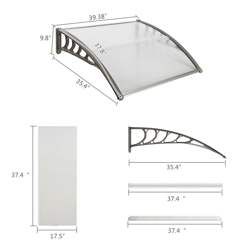 HT-100 X 96cm Household Application Door Window Rain Cover Eaves Gray Holder   Outdoor Furniture