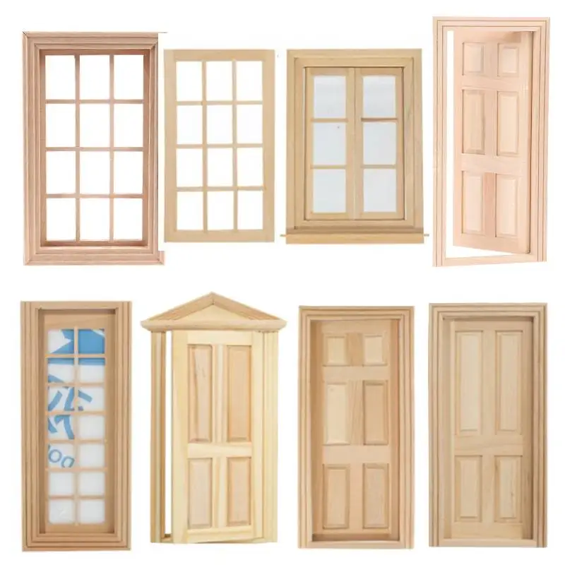 1:12 Dollhouse Mini Doors And Windows Can Be Painted And Colored With Plain Materials Dollhouse Furniture Accessories