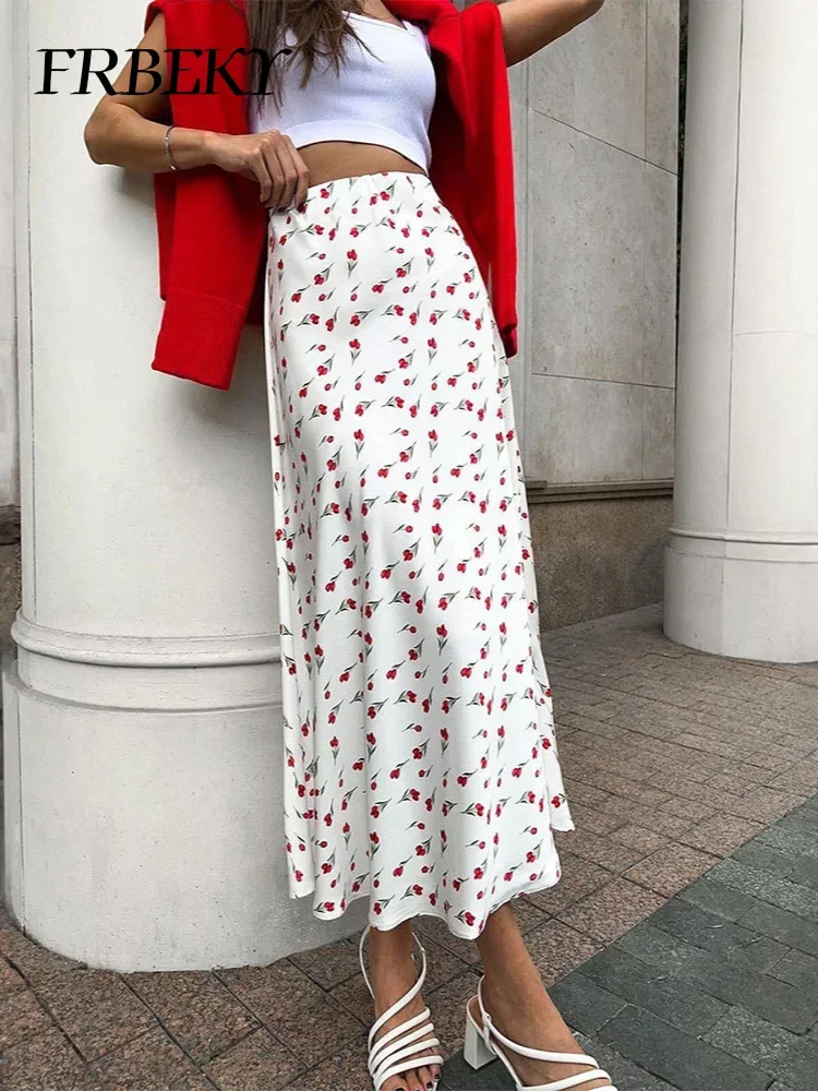 Jupe demi-corps à fleurs avec tambour, jupe mi-corps imprimée en queue de poisson, taille haute, ligne A, streetwear élégant, tempérament, automne, nouveau