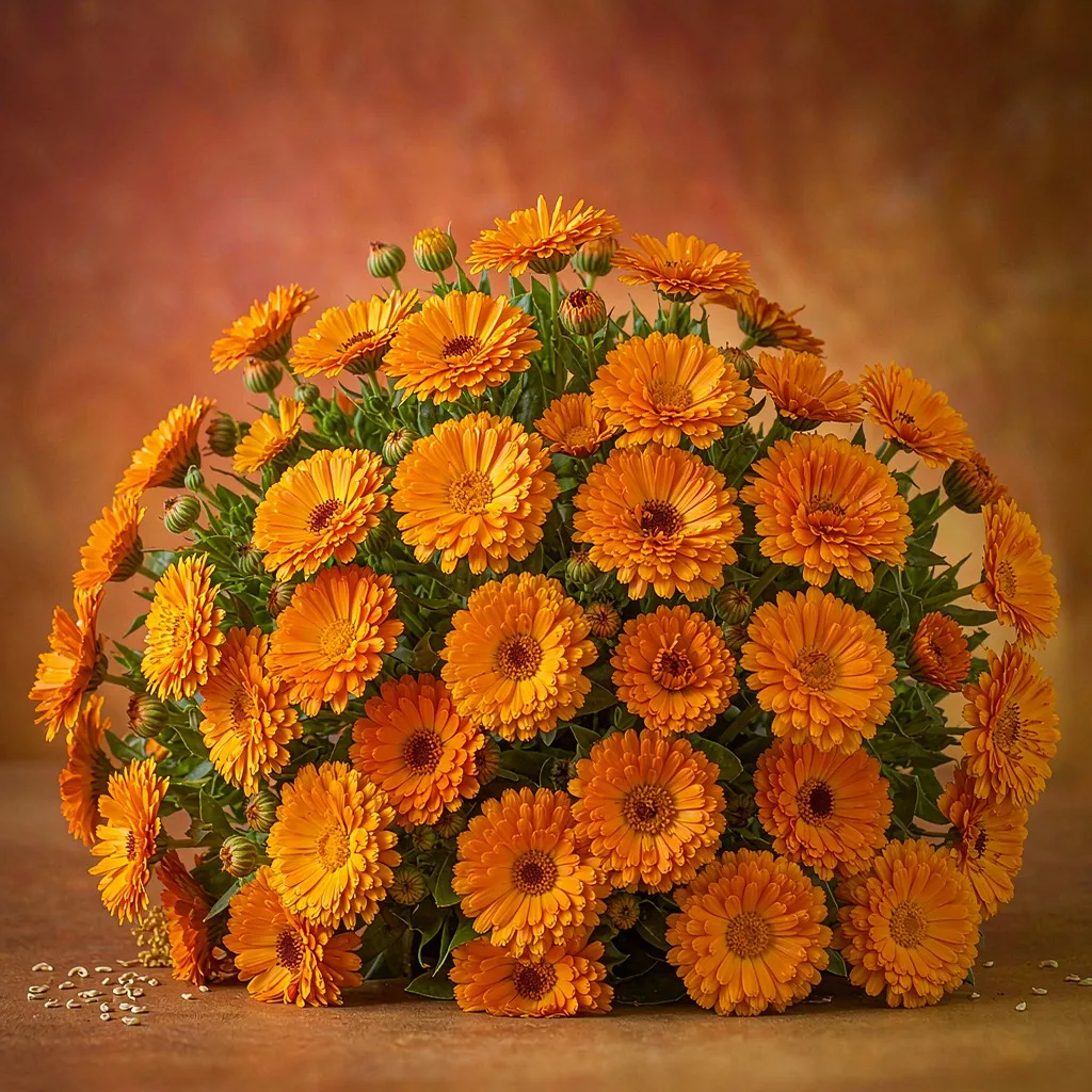 Semillas de Caléndula (Calendula officinalis) - 100 Semillas de Flores Anuales Naranja y Amarilla para Maceta, Jardinera y Jardín