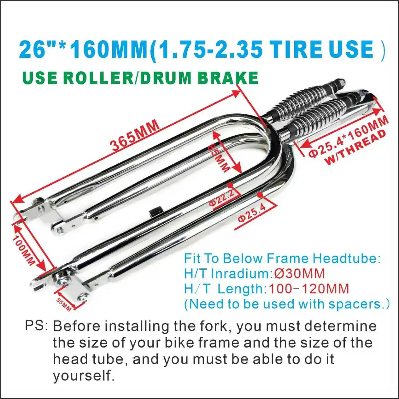 

26-Inch Double-Spring Vintage Beach Bicycle link Front Fork Modified Indian Rakshasa 25.4Mm Toothed Front Fork