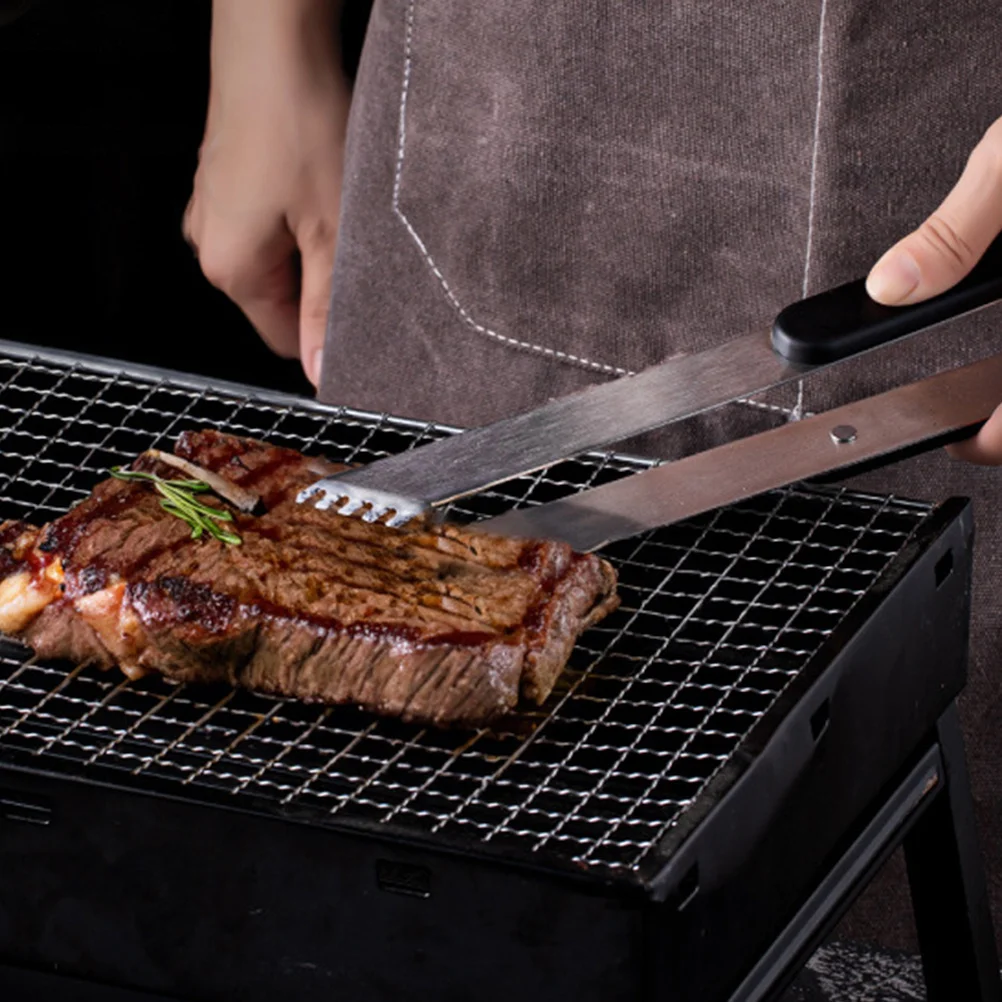 

Stainless Steel Bbq Tongs Heavy Duty Metal Serving Tong Non Slip Handle Multipurpose Grill Meat Fish Cooking Outdoor Barbecue