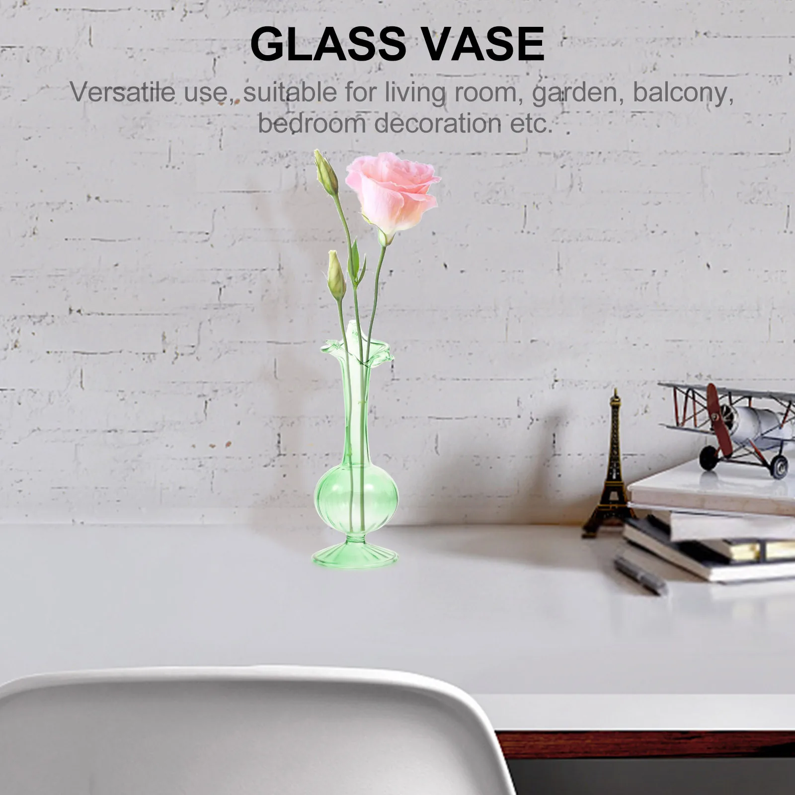 

Creative Flower Bottle High Borosilicate Glass Thick Stable Base Decorative Vase Ornament Suitable for Home Garden Table