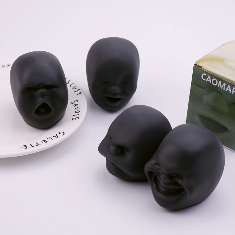 Fun Face Emotion Ball, Irritable Toy Relax Squeeze Ball for Children and Adults, Autism Sensory Toy Black, Depression
