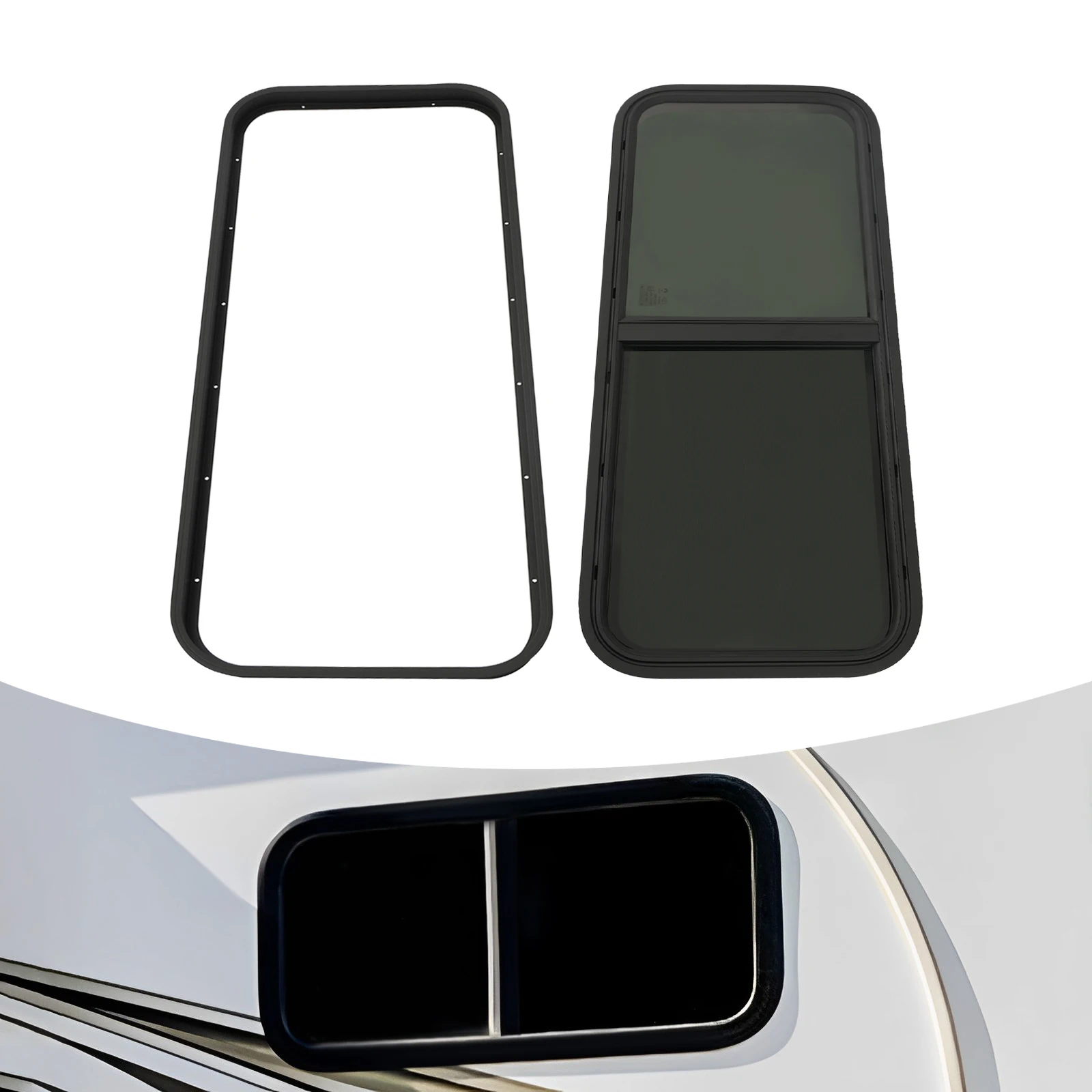 نافذة منزلقة أفقية RV مقاس 42 بوصة × 22 بوصة مع شاشة ناموسية، عالمية لمقطورات RVs مع صفائح معدنية مقاس 2-6/48-55 مم #1