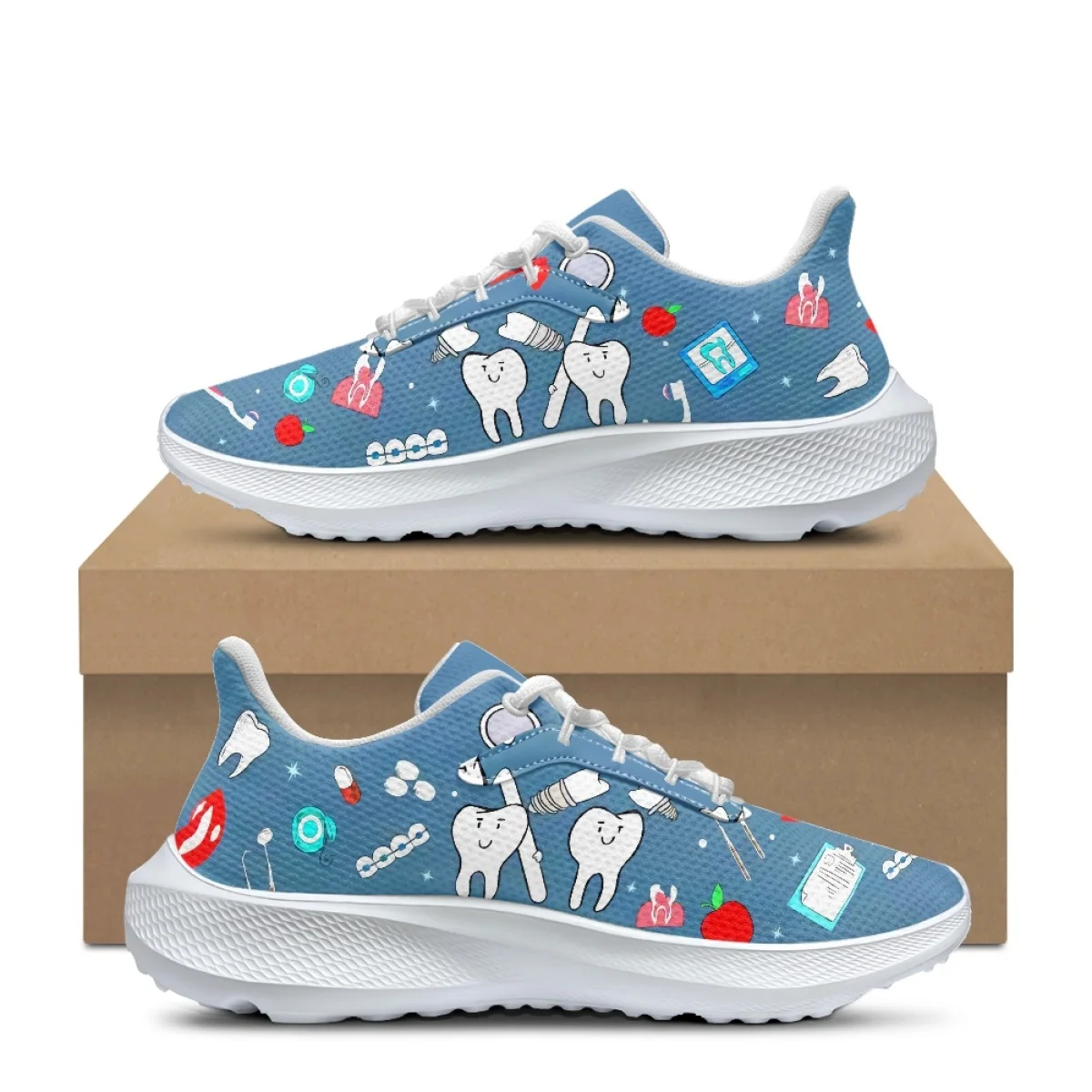 New Fashion Dentist Dental Ladies Nurse Shoes Trend Comfort Soft Round Toe Flats for Female Breathable Jogging Lace Up Sneaker