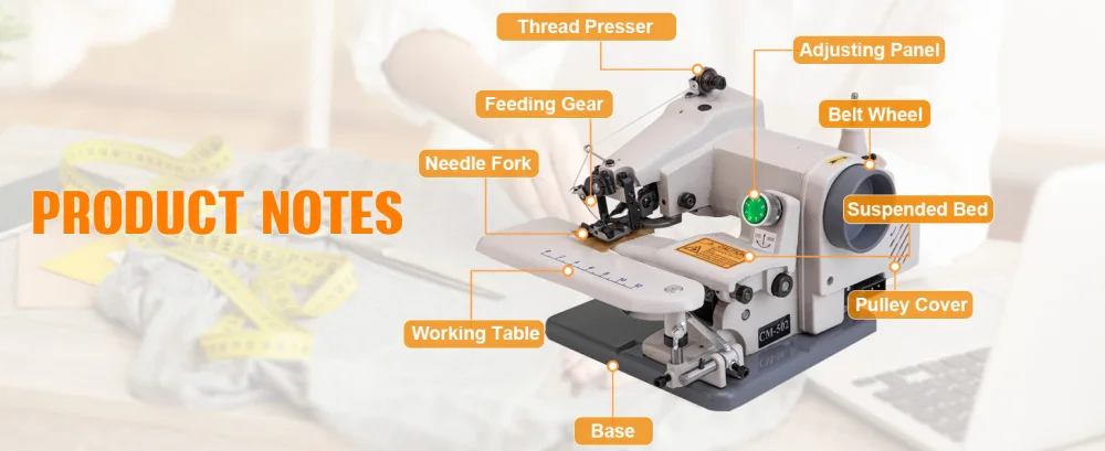 Portable Blindstitch Hem Chain Stitch Sewing Machine 1200 Stitches Per Min For Apparel Tailoring And Alterations