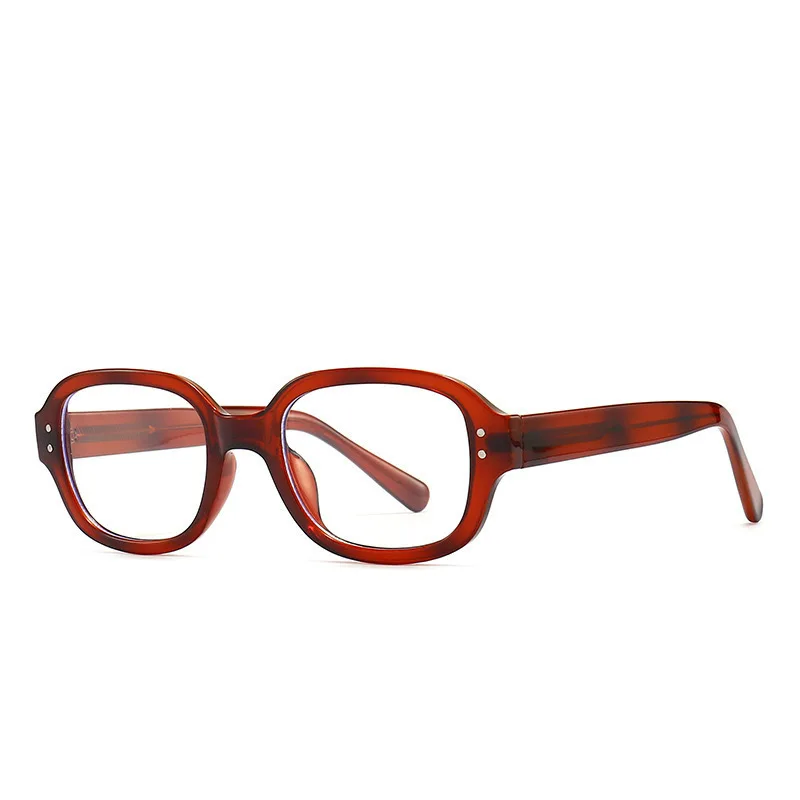 Fashion Square Oval Frame Anti Blue Light Glasses Retro Black Red Thick Frame Plain Eyes Female Eye Protection Eyewear