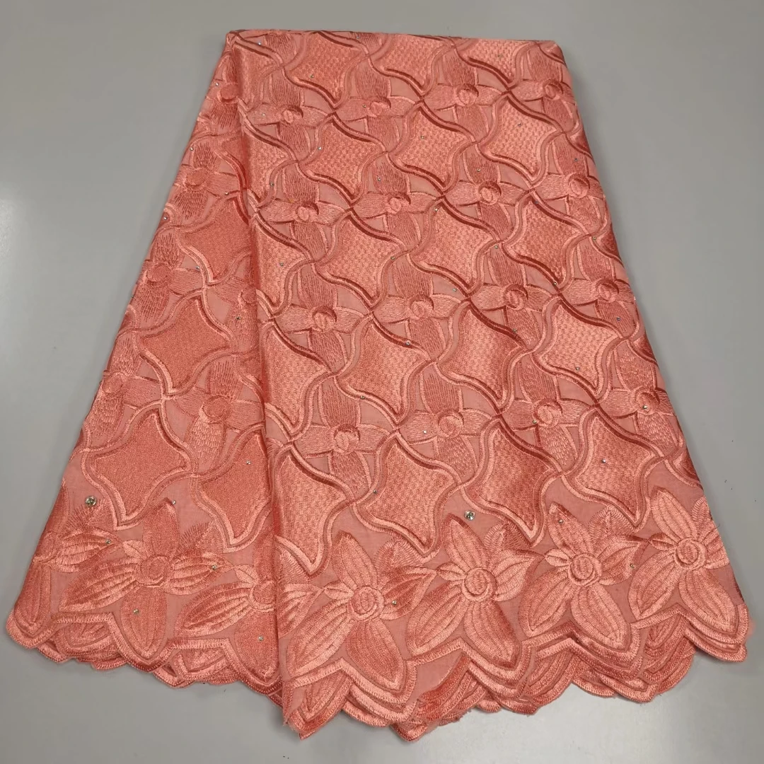 

Pink African Lace Fabric 2022 High Quality Swiss Voile Lace Fabric Embroidered Nigerian Lace Fabric For Party Dress LYC22146