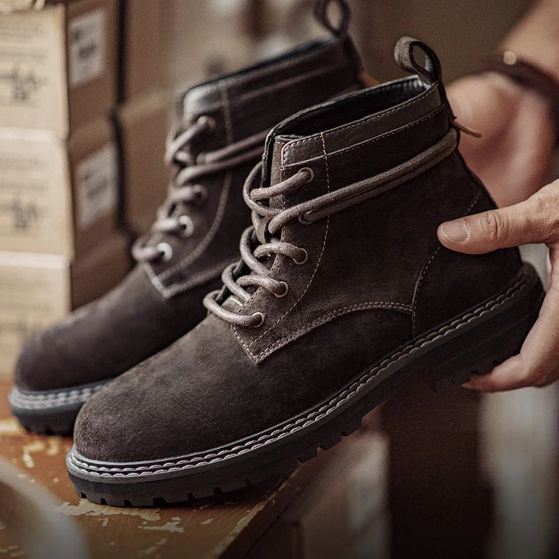 Maden Retro Brown Mid-top Boots Genuine Leather Breathable Casual Shoes for Men Fall and Winter Workwear Versatile Desert Boots