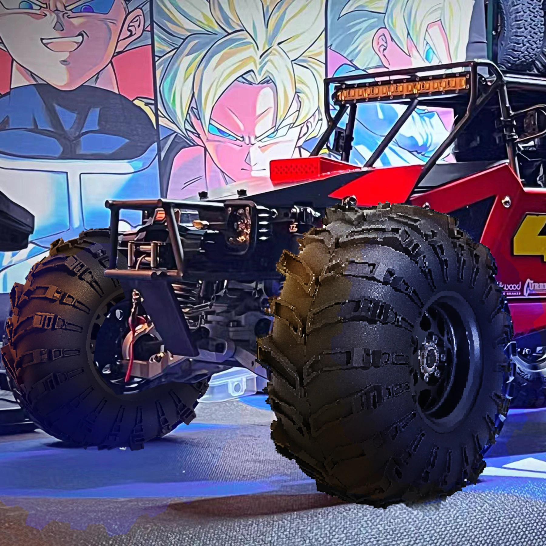 Metalowy zestaw opon 2,2" z pięciokątnym zaczepem 4 szt. 138 mm - najlepsza aktualizacja dla samochodów gąsienicowych 1/10 RC, takich jak Axial SCX10, Wraith, Traxxas