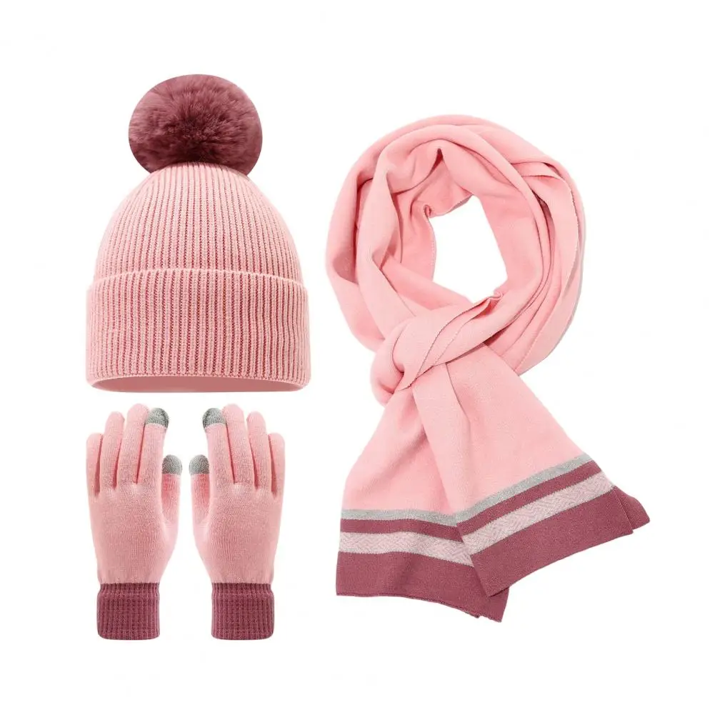 

3 шт./компл. женская зимняя шапка, шарф, перчатки, комплект, плюшевый шарик, декор, вязаная шапка, длинный шарф, перчатки с сенсорным экраном, комплект вязаных теплых трио
