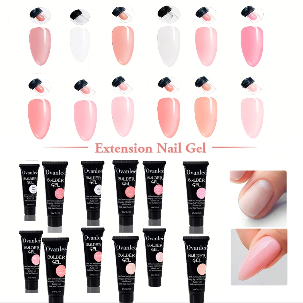 Ovanlee 12 Colors Crystal Extension Glue, Paper Free Holder, Quick Extension Nail Glue, Jelly Glue UV Glue, Must-Have Gift