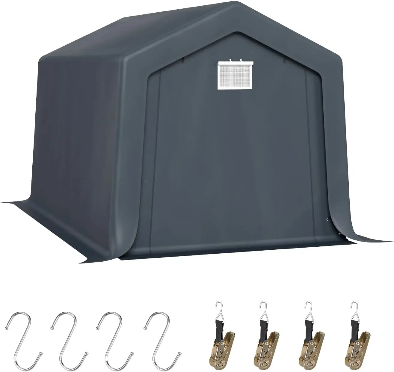 

Storage Shelter Shed, 8x12 ft Portable Shed Outdoor Carport with Roll-up Zipper Door & Vents, Outdoor Storage Shed Porta