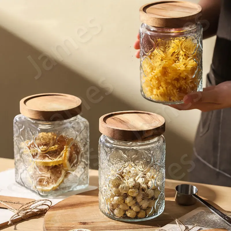 Nordic Style Glass Jars and Lids Glass Container Glass Jars Food Storage Containers Honey Jar Retro Styles Glass Jars Bottles