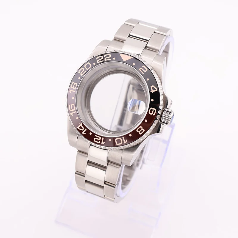 40mm GMT Bezel Insert Watch Cases Sapphire Glass Oyster Bracelet for Seiko Mods NH35 NH34 NH36 Movement Repalcement Parts
