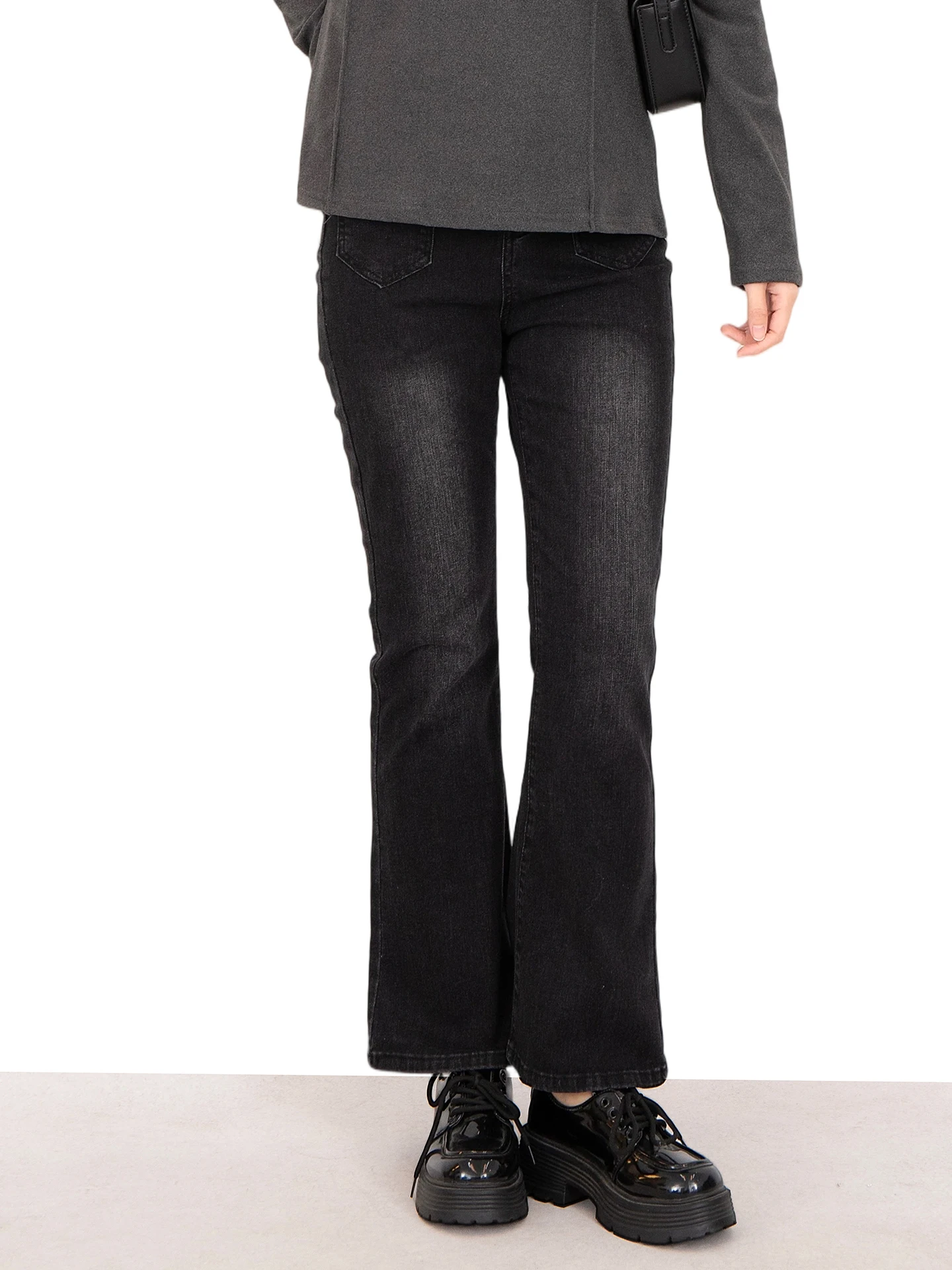 

plus Size Bla ey Denim Jeans Women's High Waist Flared Pants Pear ape Body Slimming Casual Sle Four Seasons Wear